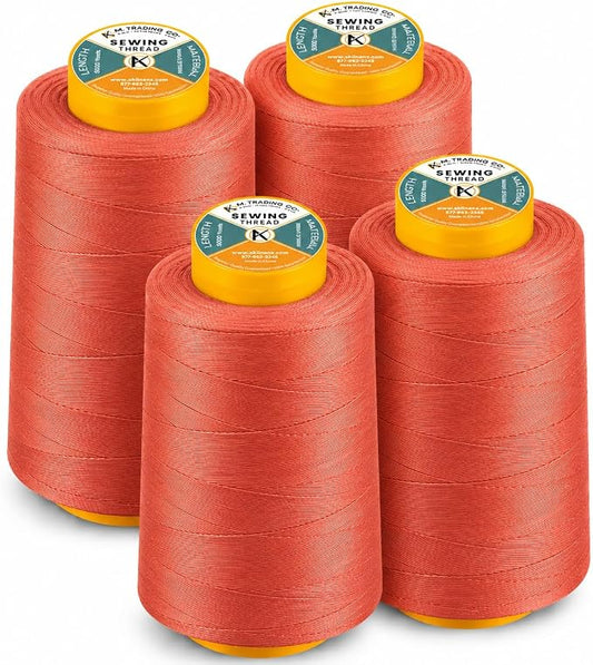 AK TRADING CO. 4-Pack Teracotta All Purpose Sewing Thread Cones (6000 Yards Each) of High Tensile Polyester Thread Spools for Sewing, Quilting, Serger Machines, Overlock, Merrow & Hand Embroidery