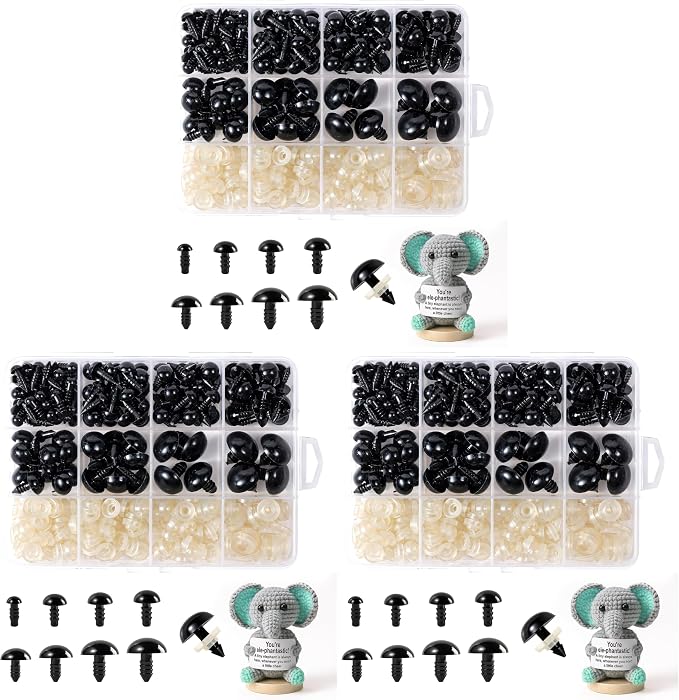 XKDOUS 6-18 mm, 8 Sizes Safety Eyes for Crocheting, Crochet Eyes for Amigurumi, Stuffed Animal Doll Eyes for DIY Crafts (Pack of 3)