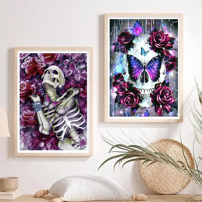Leatrice Skull Diamond Painting Kits for Adults Butterfly Diamond Art Kits