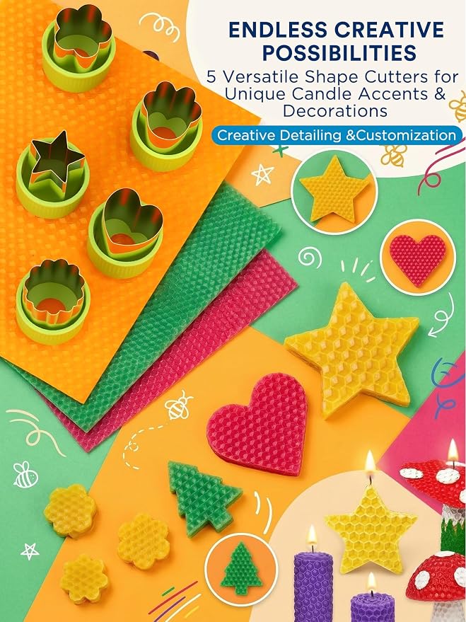 LumaCraft Beeswax Sheets for Candle Making Kit – 16PCS 100% Pure Natural Beeswax Candle Sheets for Rolling Candles – DIY Handmade Candle Making Kit for Family Holiday Party Gift Craft Decor