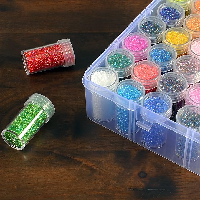 2packs 60 Grids Bead Organizer and Storage Diamond Painting Containers Portable Plastic Case Box Arts Crafts Storage for Seeds Beads Sewing Cosmetic Nail Glitter Powder Small Parts Rhinestones