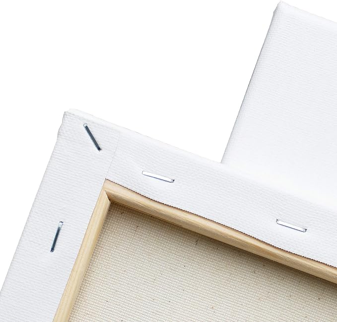 FIXSMITH Stretched White Blank Canvas - 9x12 Inch, Bulk Pack of 8, Primed,100% Cotton, 5/8 Inch Profile of Super Value Pack for Acrylics,Oils & Other Painting Media.
