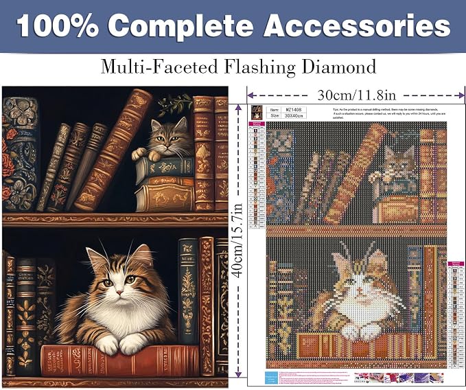 ijbnhd Cat Diamond Art Kits for Adults, 12 X 16 Inch