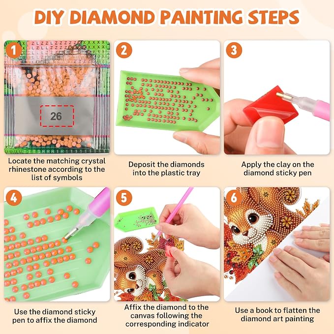 Bowetile Fall Squirrel Diamond Art Hanging Kits for Adults, Diamond Art Suncatchers Maple Leaf, 5D Special Shape Autumn Diamond Painting Pendant Window Ornament Gifts for Home Door Wall Decor