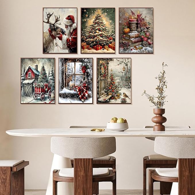 6 Pack Christmas Paint by Numbers Kits for Adults 12x16in(30x40cm)