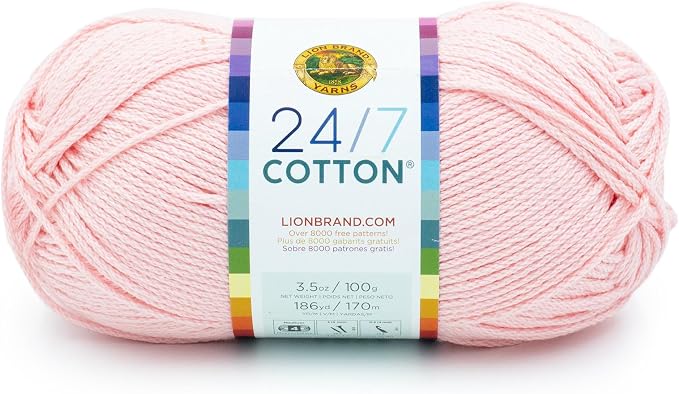 Lion Brand Yarn, 24/7 Cotton Yarn, Pink Lemonade, 1 Pack