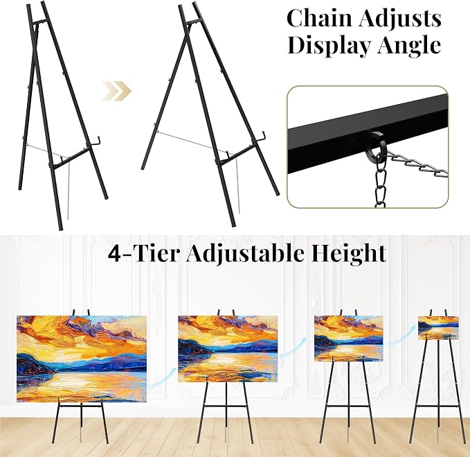 Ndsox Black Easel Stand for Sign, 4-Tier Adjustable Easel Display Stand