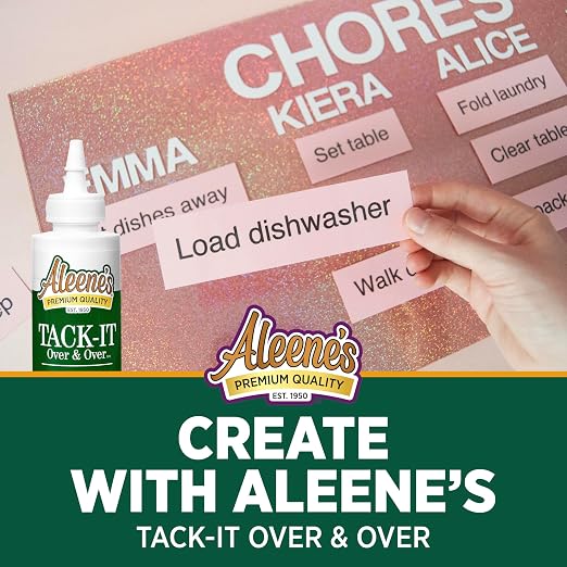 Aleene's Tack-It Over & Over Liquid Glue 4 fl oz, Repositionable and Removable Adhesive, Clear