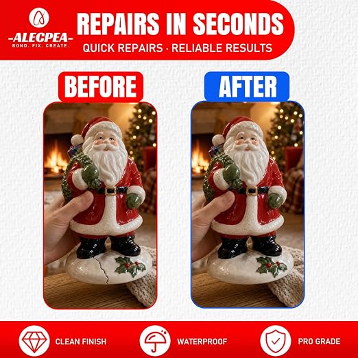 ALECPEA Ceramic Glue Repair, 30g Thick Porcelain Glue with 3 Precision Droppers