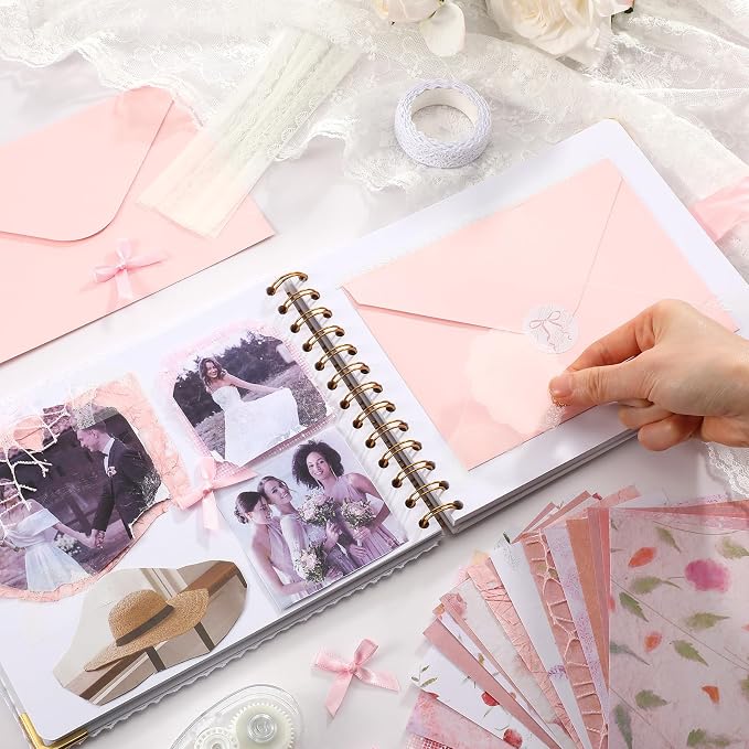 Humyoun Letters to Bride Scrapbook,8.5 X 7 Inch,Bow,Pink