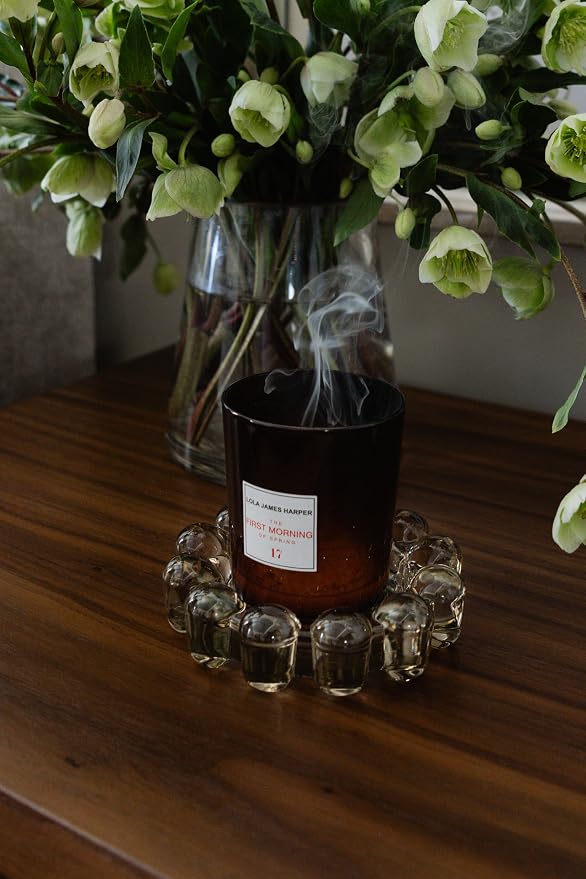 Alice Lane Home Collection Original Amber Glass Small Bubble Candle Dish | Votive and Candle Plate, Diffuser Base, Wax Catcher, Decorative Tray, Jewelry Catchall, Decorative Tabletop Accent
