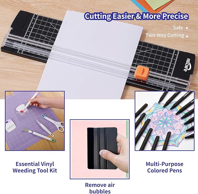 All-in-One Cutting Machine Accessories Bundle — Compatible with Most Cutting Machines, HTV & Permanent Vinyl, Weeding Kit, LED Light Pad, Paper Cutter