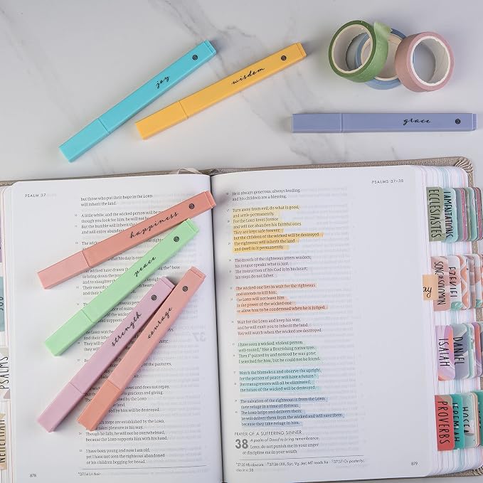 DIVERSEBEE Bible Highlighters with Soft Chisel Tip, No Bleed (Pastel)