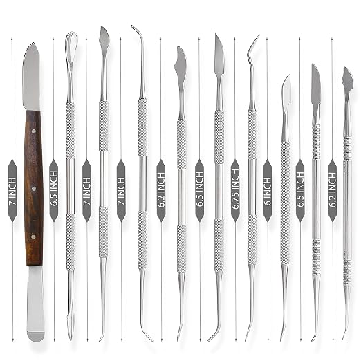 SURGICAL ONLINE Stainless Steel Wax Carvers Set, Pottery & Polymer Clay Tools, Sculpting Kit with Carrying Case