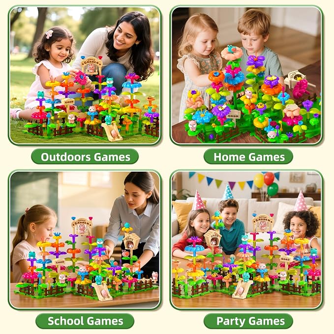 145 Pcs Toys for 3 Year Old Girl, Toddler Gardening Set Flower Garden Toy Girls Building Sets Best Educational Learning Fine DIY Crafts Stem Construction Stacking Kit for 3 4 5 6 7 Years Kids