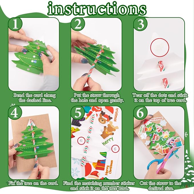 28Sets Christmas Crafts Card Making Kit DIY 3D Xmas Trees Greeting Cards