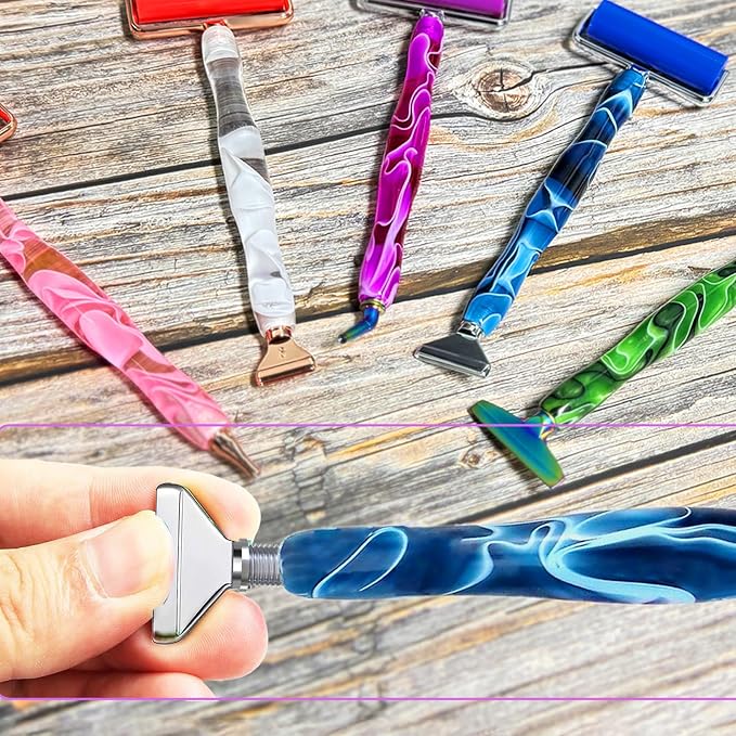 Diamond Art Tools Diamond Painting Accessories Kits with Screw Metal Tip Diamond Painting Pen Drill Bead Dot Pens for Art Craft Nail No Longer Loose (Blue Pen Silver 3)