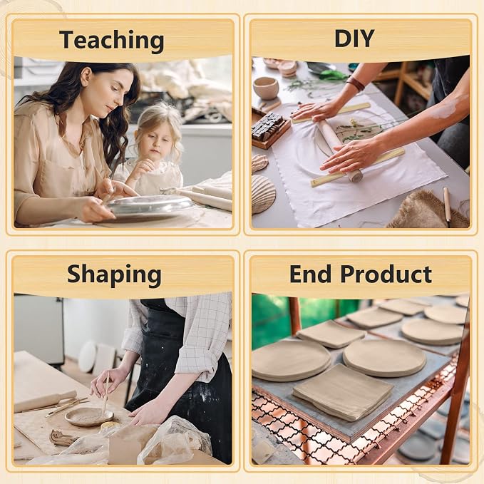 Sasylvia 10 Pcs Clay Pottery Rolling Pin Guides,5 Size,Wood Color | Wooden, Teaching Rolling Mud Stick Guide, Polymer Clay Depth Thickness Guide, Pottery Mudboard Tool