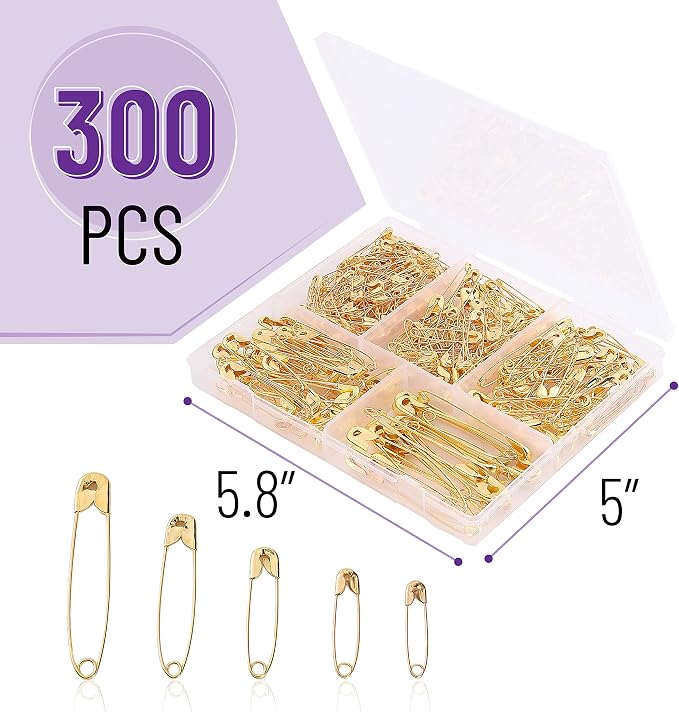 Mr. Pen- Safety Pins, 300 Pack, Small & Large Sizes, Nickel Plated Steel