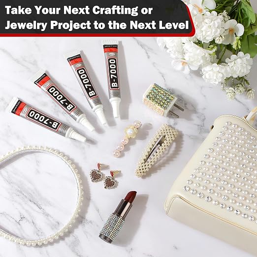 B-7000 Glue Clear with Precision Tip, 15ml 10 Pack Multi-Function Craft Adhesive, Waterproof Strong Bond Glue for Jewelry Making, Rhinestones, Bedazzling, Crafts, Shoes, Fabric, Phone Repair