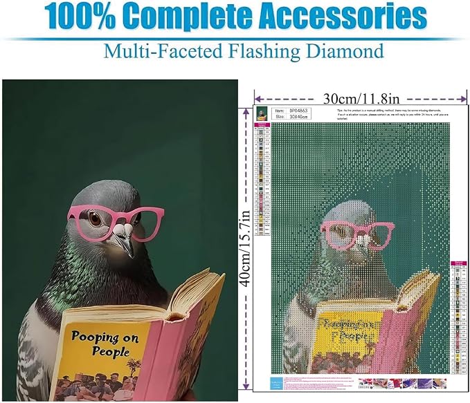 Pigeon Diamond Art Kits for Adults, Diamond Painting for Beginner 5D DIY