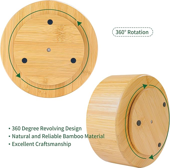 Utoplike Bamboo Rotating Art Supply Desk Organizer, Pencil Holder Desktop