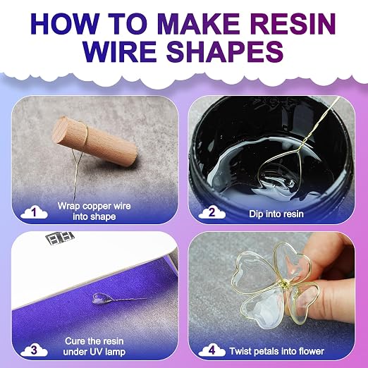 Teexpert UV Dip Resin for Wire Flowers, 2 Pack 100g Each (200g Total), Crystal Clear Thick Formula, Fast Cure UV Resin for DIY Jewelry, Crafts & Floral Design