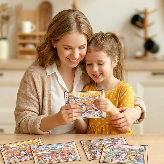 Girls 3D Miniature Scene Stickers,4 Sets Cat's Legend of Zhen Huan DIY House Stickers for A Visit to the Royal Palace,3D Sticker Scenes for Adult Kids Relief Stress Pass The Time