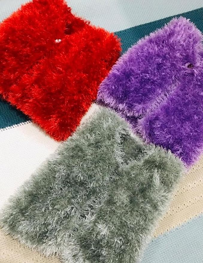 Eyelash Fun Fur Yarn Premium 100% Polyester 164 Yds (150 Mt), 3.53 Oz (100 Gr) Colorful Crochet Yarn Dıy Hand Knitting (Gray, 3 Skein)
