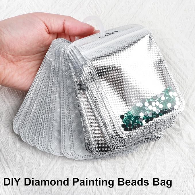 antor 100 PCS Diamond Painting Beads Storage Bags, Reusable Diamond Art Storage Accessories Ziplock Pouches, Craft Supply Bead and Gem Organizer for DIY Projects