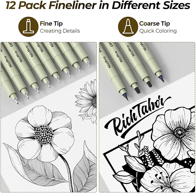 Nicpro 58PCS Art Drawing Supplies Kit in Leather Case,Pro Art Kit for Adult | Sketch Kit with 12 Micron Pen, 6 Metal Art Mechanical Pencil Set 0.5-2mm, 100 Sheets Sketch Book, Best Gift for Artist Teen