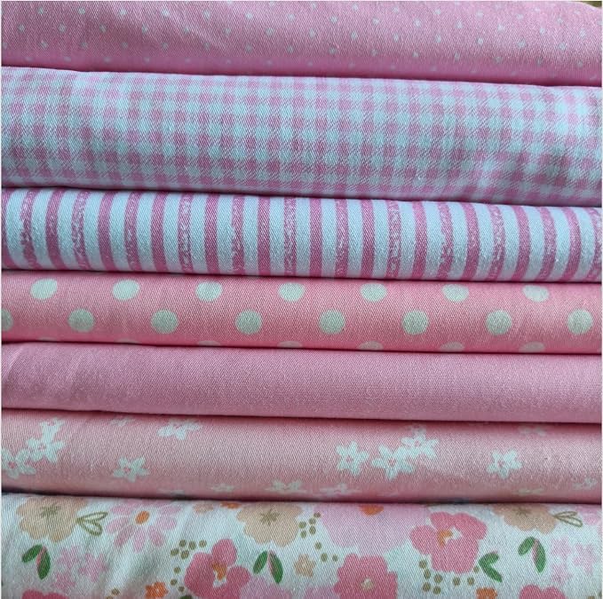 Cotton Fabric DIY Making Supplies Quilting Patchwork Fabric Fat Quarter Bundles DIY for Quilting Cotton Patchwork Cushions (Mix Pink Flowers, 9.8" x 9.8")