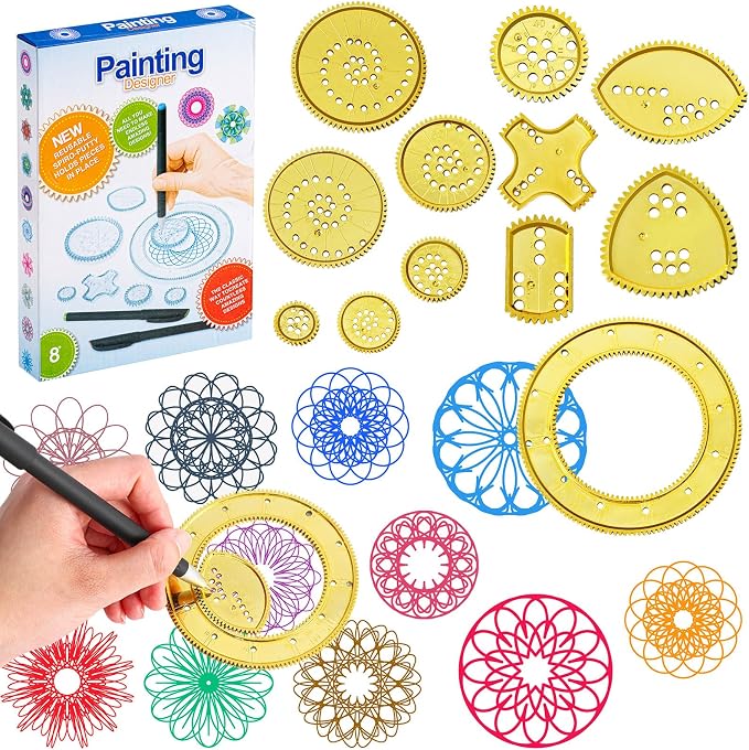 Chivao Spiral Art Kit Circle Stencils Drawing Tool Geometric Ruler,Modern