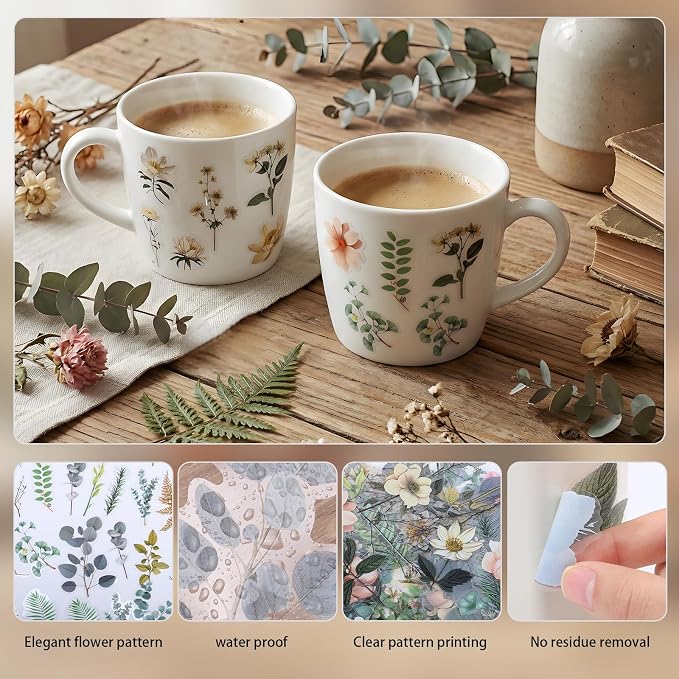 85-Piece Floral Scrapbook Stickers, Self-Adhesive Daisy Camellia | Natural Botanical Designs, Peel-And-Stick, For Journals, Planners, Cards And Diy Crafts