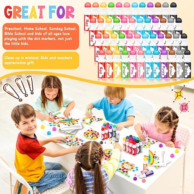 Soucolor 96-Pack Washable Dot Markers for Kids & Toddlers 8 Vibrant Colors