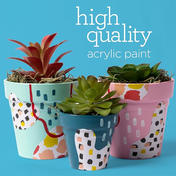 Apple Barrel Multi PROMOABMPO22, 21 Piece DIY Set Featuring 16 Surface Paints, 1 Mod Podge Outdoor Acrylic Sealer and 4 Foam Brushes, Large