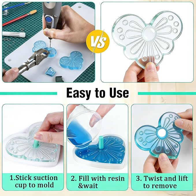 35Pcs Hole Maker for Resin 7 Sizes Drill-Free Silicone Inserts for Epoxy