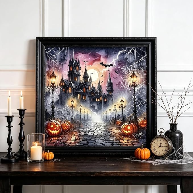 5D Halloween Haunted House Diamond Painting Kits for Adults 13.7x13.7 Inch