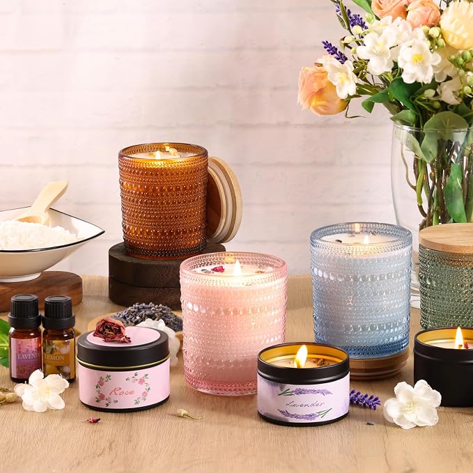 DARJEN Candle Making Kit for Adult, 4 Jars & 4 Tins Soy Wax Scented DIY Set | 100% Soy Wax, 10oz Glass Jars, 4oz Tins, Cotton Wicks, Pleasant Scents, Instruction& More- Perfect as Home Decorations