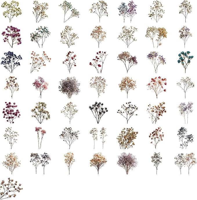 50PCS Transparent Vintage Star-Shaped Bouquet Stickers Clear Botanical Pressed Floral Stickers Pack, Aesthetic Plant Decals for Scrapbooking Journaling Laptop Water Bottle Decor(colours-F18)