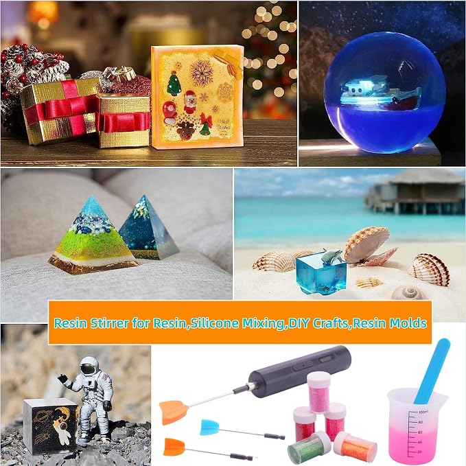 Rechargeable Epoxy Resin Mixer,USB Handheld Electric Resin Mixer for Mixing Epoxy Without Bubbles, Resin Stirrer for Tumblers Epoxy, Resin Molds, Glazes and Paint (Grey) (White)