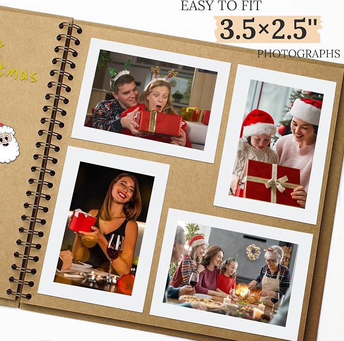 Scrapbook 7x7 Inch DIY Scrapbook Album Hardcover Kraft Paper Scrap Book Photo Albums 40 Pages Perfect for 4x6 / 5x7 Photos Memory Book for Family, Wedding