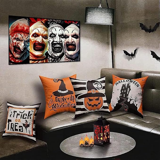 MBNTJHT Halloween Paint by Numbers Kit for Adults Beginners,Horror Clown Paint by Number Kits on Canvas Without Framed,DIY Digital Oil Painting Art Kits for Home Wall Decor 16X24 Inch.