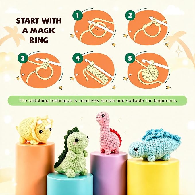 Crochetta Crochet Kit for Beginners, Crochet Starter Kits for Adults, Amigurumi Craft Knitting Crocheting Kits with Step-by-Step Video Tutorials, 6 Pc Hanging Potted Plants Family(40%+ Yarn