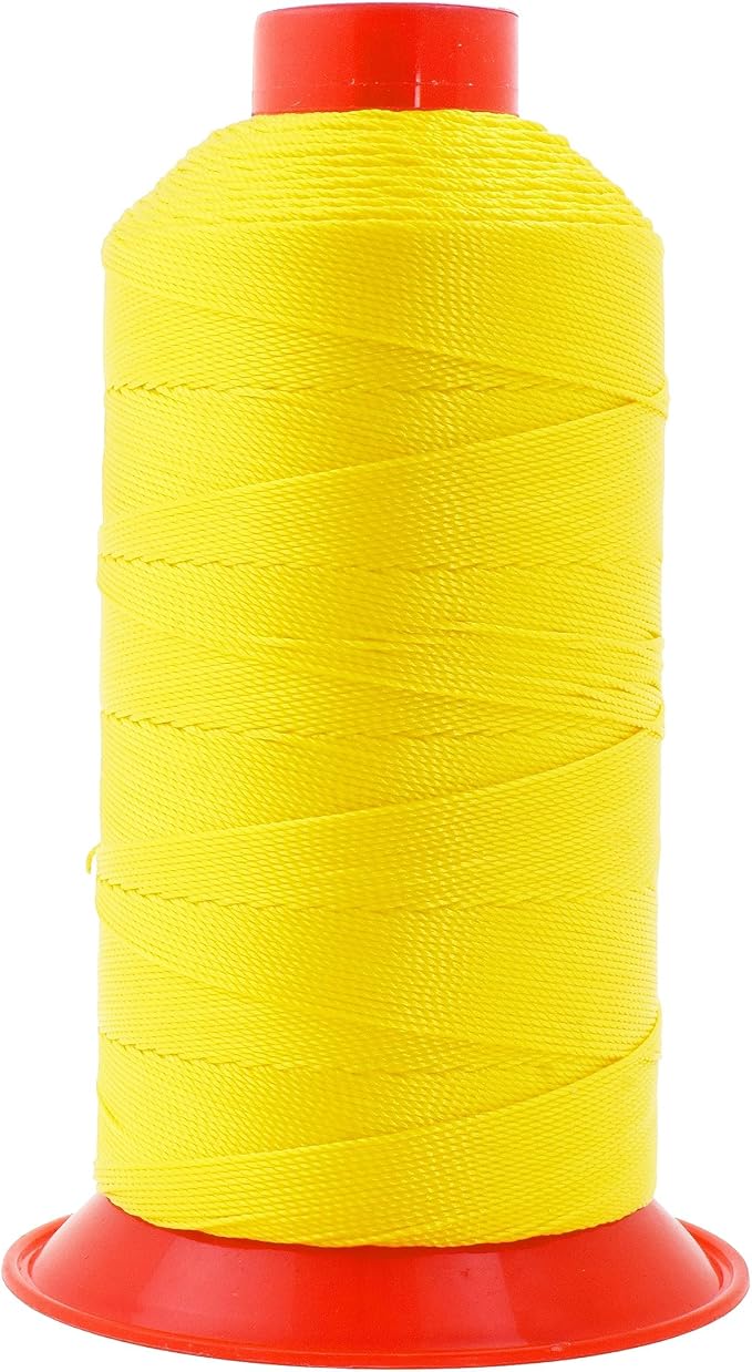Mandala Crafts Bonded Nylon Thread Yellow Heavy Duty Sewing Threads - 800 YDs Size 277 840D T270 Tex 270 Thread for Leather Jeans Weaving Outdoor Marine Upholstery Threads