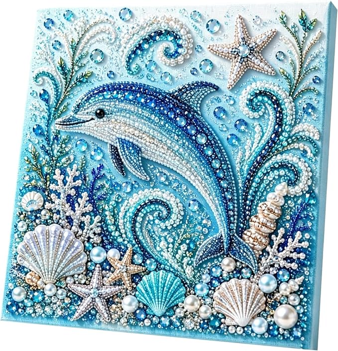 Ocean Theme Pearl Art DIY Kit, Octopus Wave 3D Pearl Craft Kit, Sea Turtle | Sparkling Coastal Pearls Mosaic Art with Pearls & Rhinestones, Ocean Diamond Art for Adults, DIY Home Wall Decor Gift
