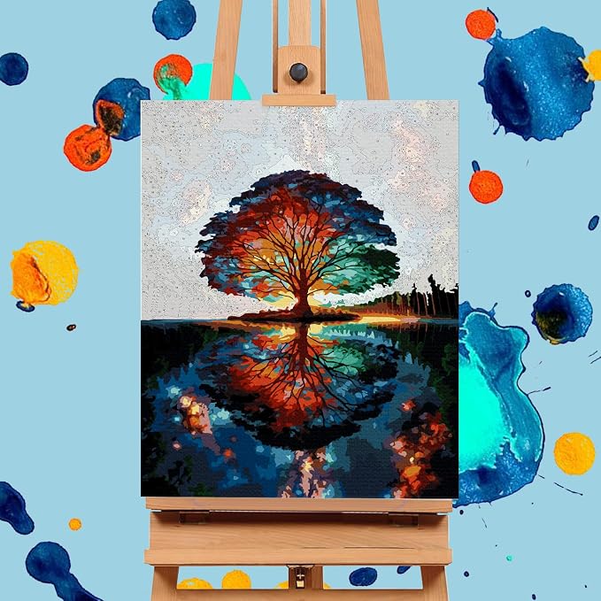 Paint by Numbers Kit for Adults, Tree of Life Acrylic Canvas Painting Set | 16x20 Inch, DIY Number Painting Craft Kit for Adults Beginners, Home Wall Decor, Stress Relief Relaxing Hobby Gift