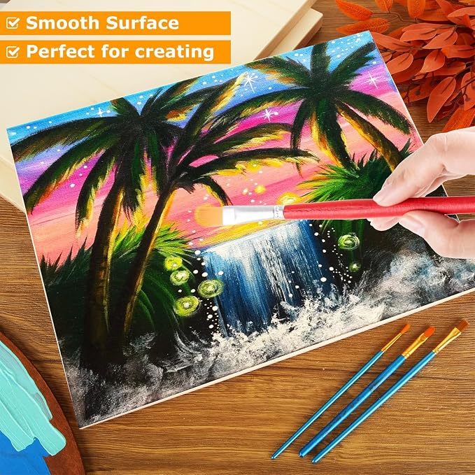 6 Pack Unfinished Wood Canvas Panels for Painting 12 x 16 Inch Craft Wood Board, 3/4’’ Deep Cradle Boards for Painting, Pouring, Arts, Crafts, Paints and More
