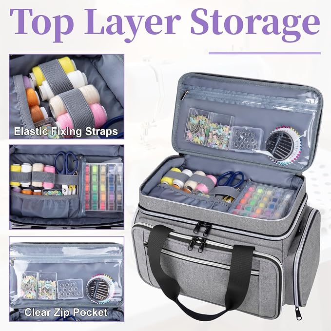 Anitor Sewing Supplies Organizer, Double Layer Sewing Storage Organizer