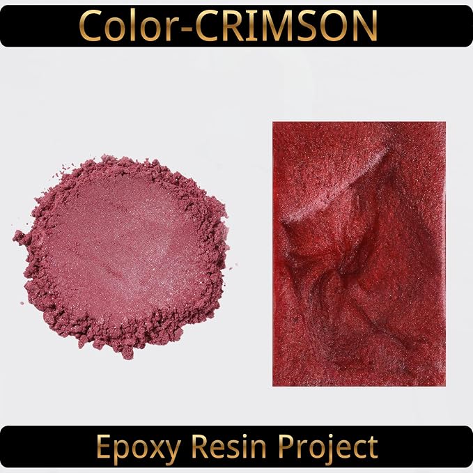 Mica Powder, Crimson, 240g with Scoop, Complies with ASTM D-4236 | For Epoxy Resin, Soap, Bath Bomb, Candle| Safety Material| Odorless| Brilliant Colors